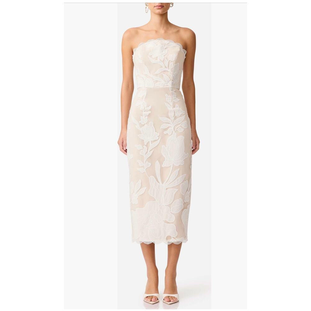 Elegant Elliatt Flor Ivory Strapless Cocktail Dress, Size Large